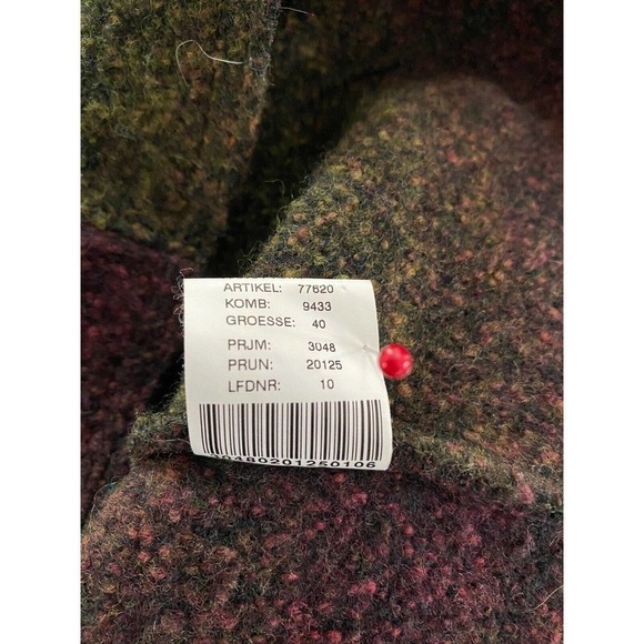 Geiger 100% wool Austria green / mauroon front zip jacket size 40 / US 10 - Picture 7 of 8